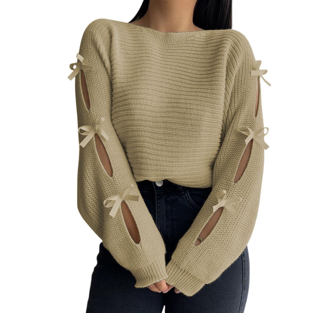 CHOMPA MUJER 359G-23 HILO TACTO CON CINTAS COLOR VAINILLA - 2