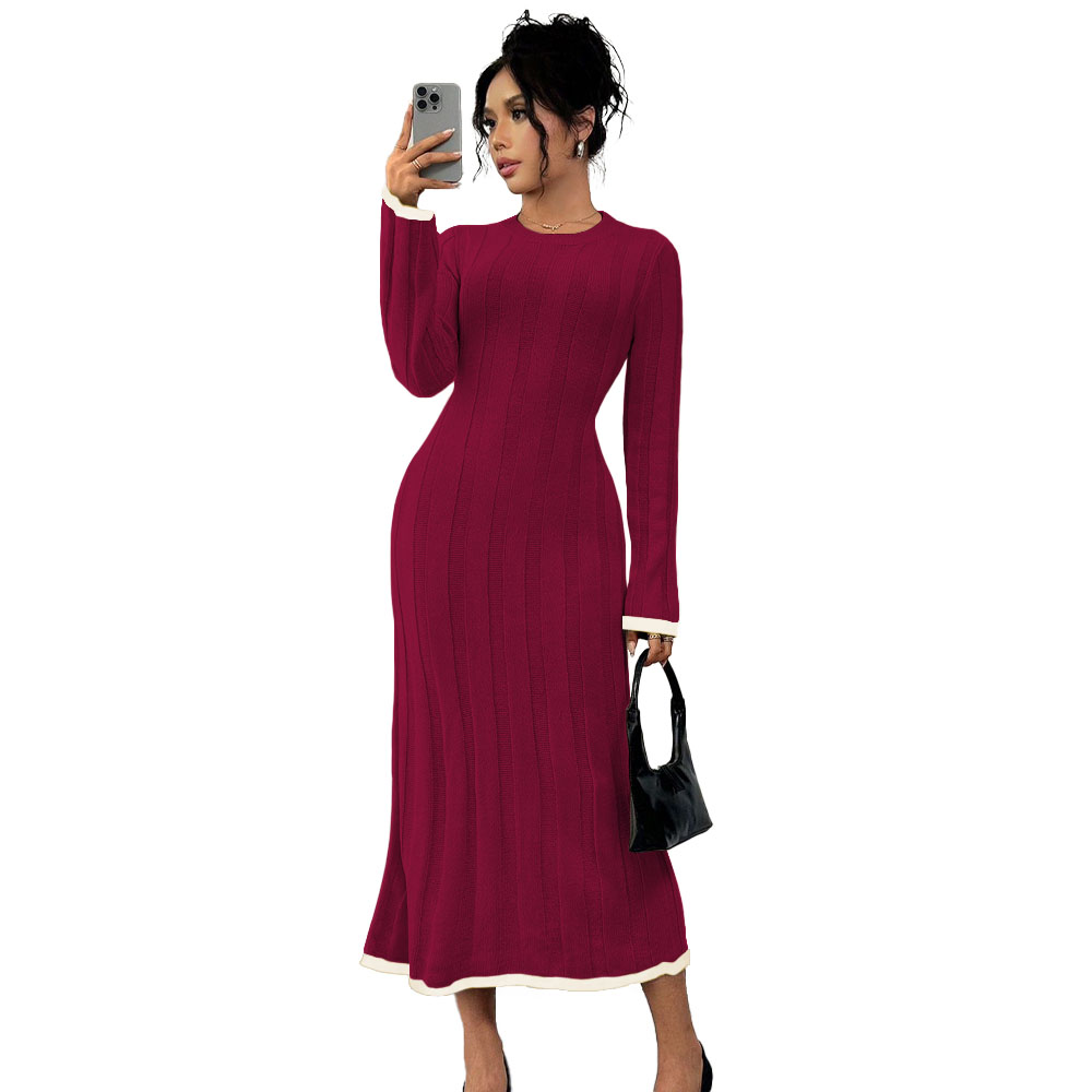 VESTIDO MUJER 463G-37 HILO TACTO AMARRABLE EN LA ESPALDA CLARO COLOR VINO - 1