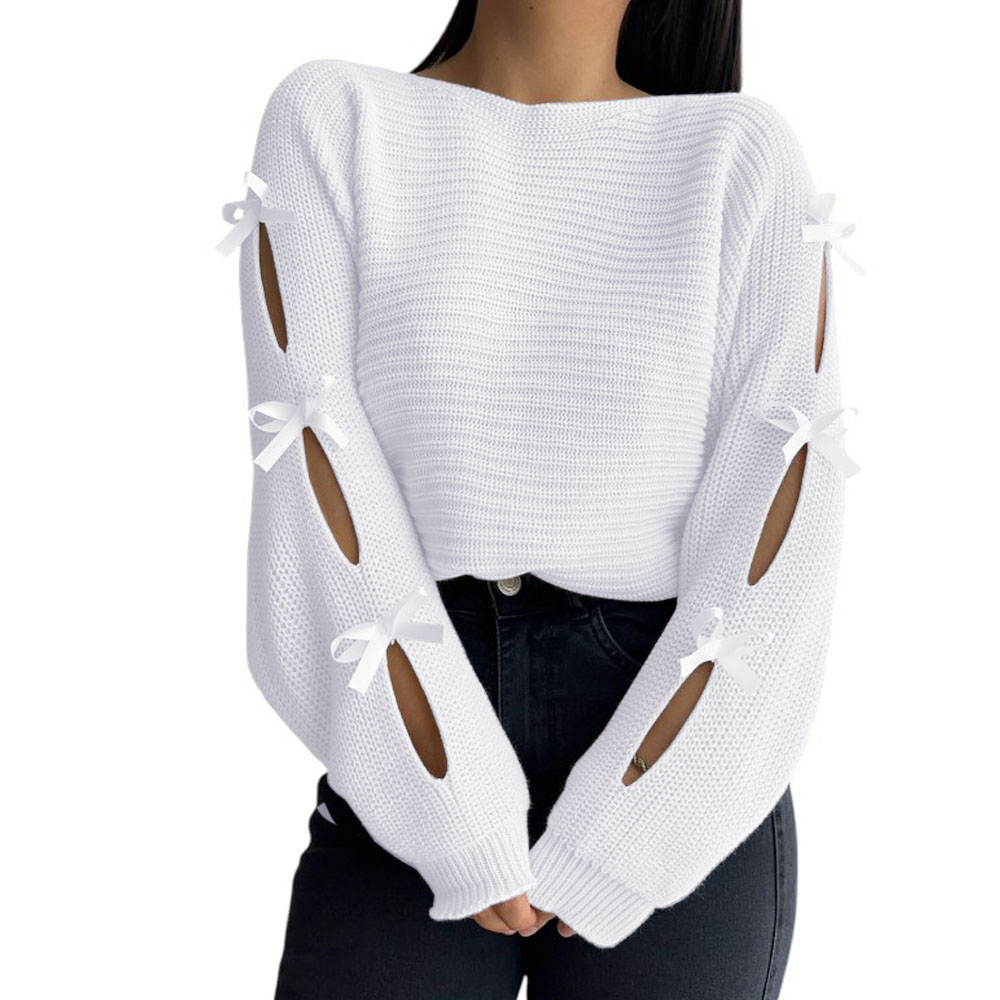 CHOMPA MUJER 359G-23 HILO TACTO CON CINTAS COLOR BLANCO - 2