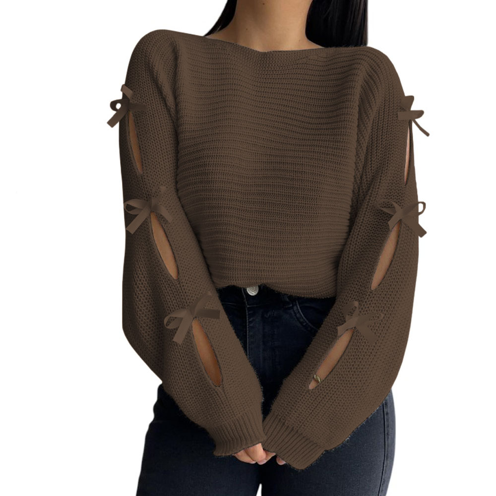 CHOMPA MUJER 359G-23 HILO TACTO CON CINTAS COLOR MARRON - 2