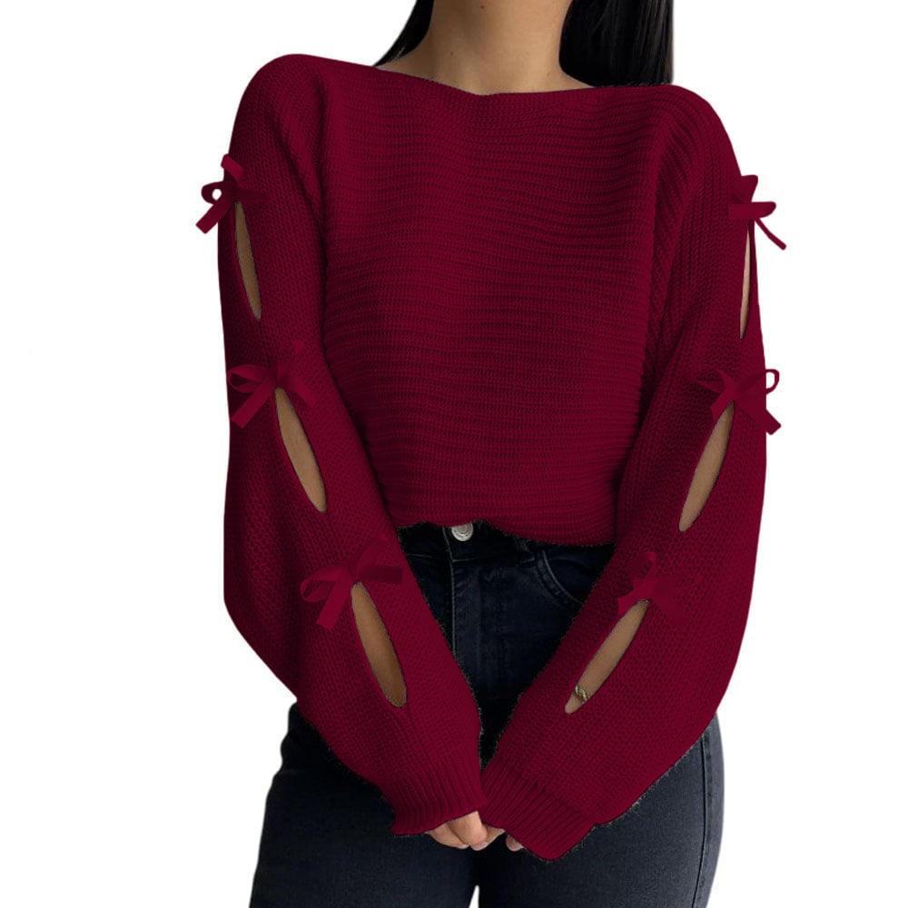 CHOMPA MUJER 359G-23 HILO TACTO CON CINTAS COLOR VINO - 1