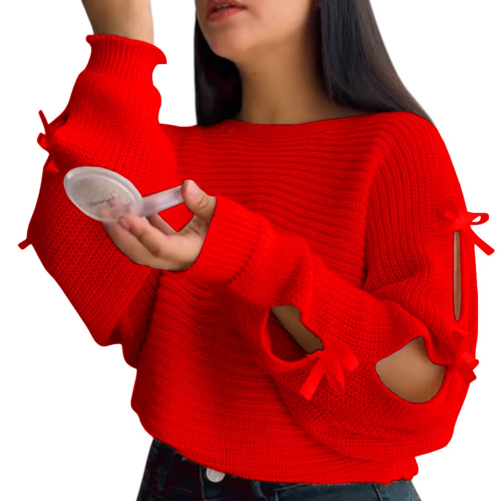CHOMPA MUJER 359G-23 HILO TACTO CON CINTAS COLOR ROJO - 1