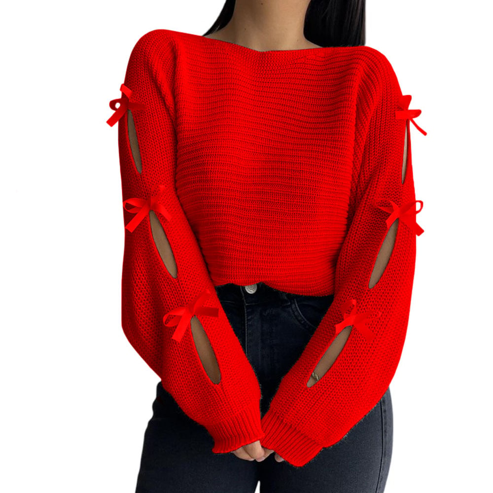 CHOMPA MUJER 359G-23 HILO TACTO CON CINTAS COLOR ROJO - 2