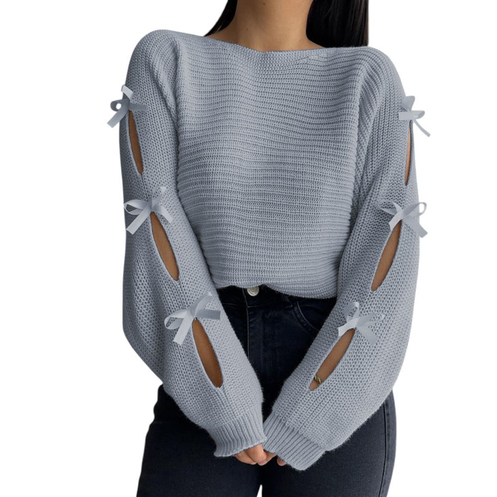 CHOMPA MUJER 359G-23 HILO TACTO CON CINTAS COLOR GRIS - 2