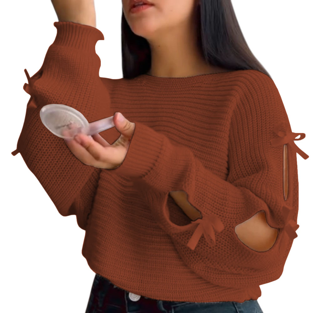 CHOMPA MUJER 359G-23 HILO TACTO CON CINTAS COLOR CAMELLO - 1