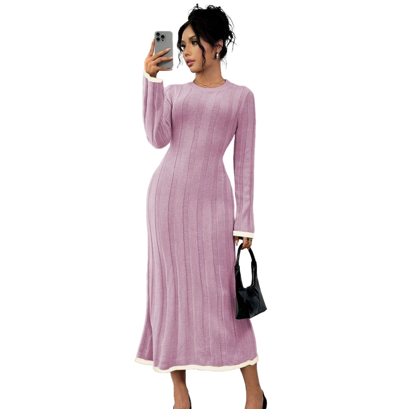 VESTIDO MUJER 463G-37 HILO TACTO AMARRABLE EN LA ESPALDA CLARO COLOR ROSA - 1