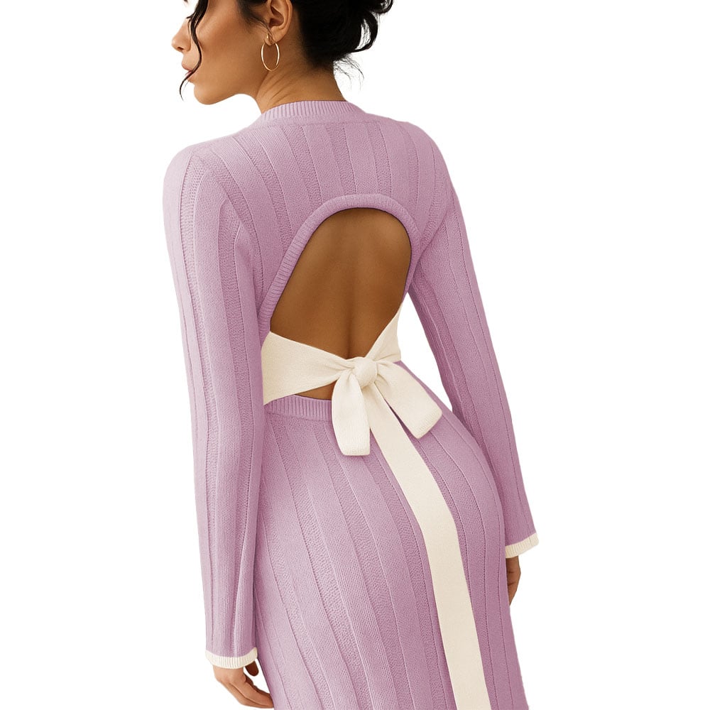 VESTIDO MUJER 463G-37 HILO TACTO AMARRABLE EN LA ESPALDA CLARO COLOR ROSA - 2