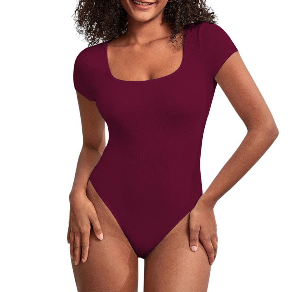 BODY MANGA CORTA ANASOTLUC-17 RIB COLOR VINO - 1