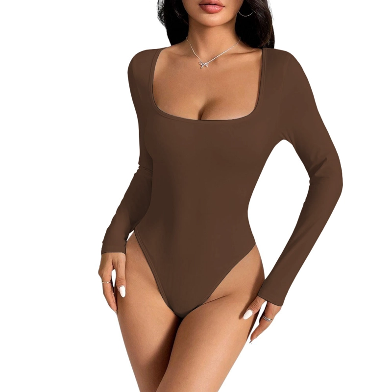 BODY MANGA LARGA ANASOTLUC-17 RIB COLOR MARRON - 1