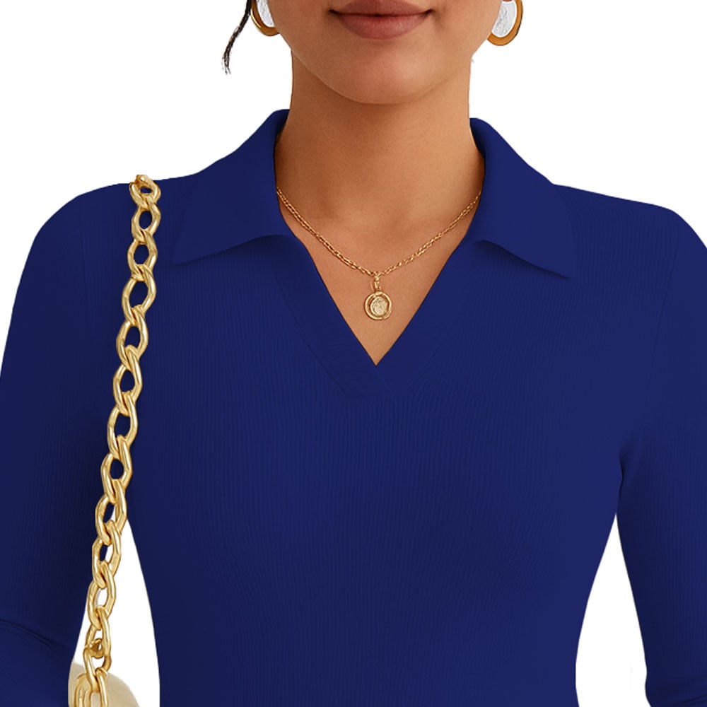 POLO MUJER CAMISERO MANGA LARGA 716 FAB-15 COLOR AZUL NOCHE - 1