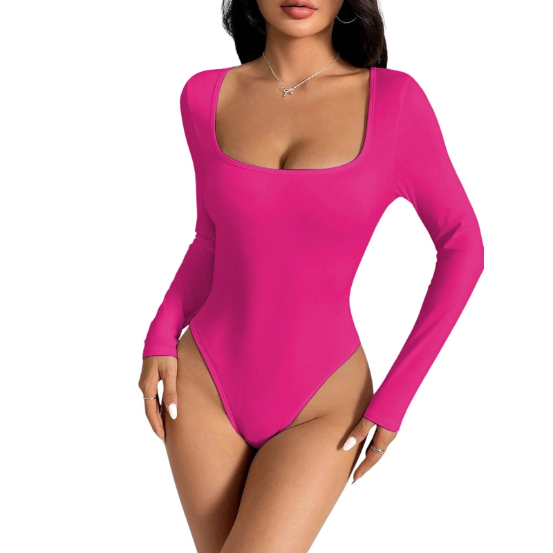 BODY MANGA LARGA ANASOTLUC-17 RIB COLOR FUCSIA - 1