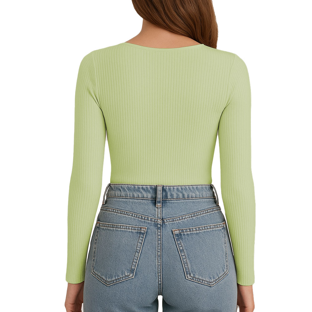 POLO M.LARGA CUELLO V RIB ACANALADO CON FORRO LUL810 FAB-17 COLOR MENTA - 2