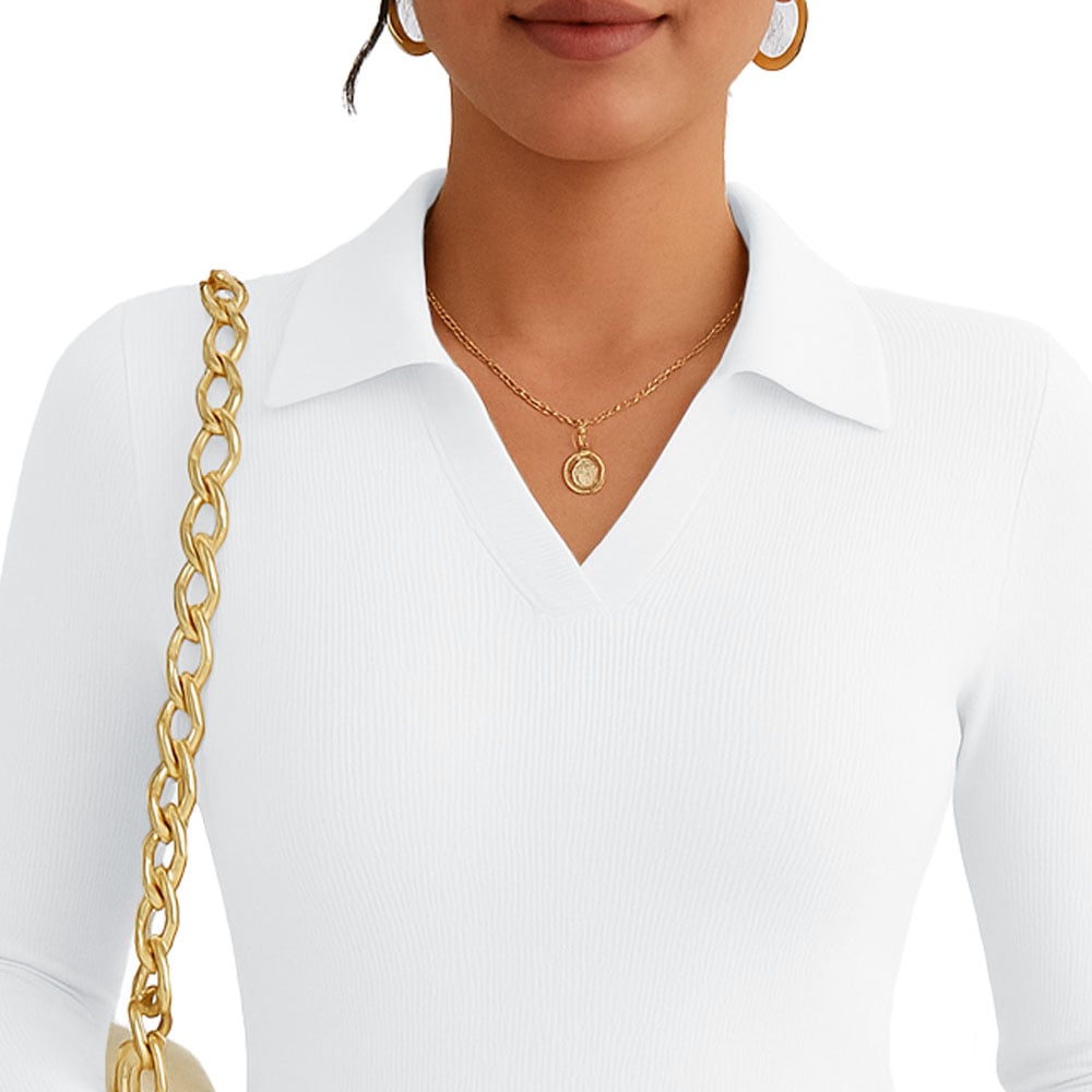 POLO MUJER CAMISERO MANGA LARGA 716 FAB-15 COLOR BLANCO - 3