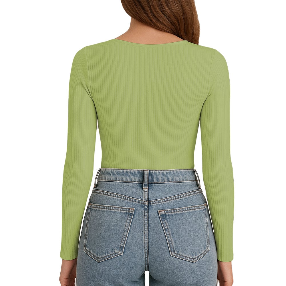 POLO M.LARGA CUELLO V RIB ACANALADO CON FORRO LUL810 FAB-17 COLOR VERDE PALTA - 2