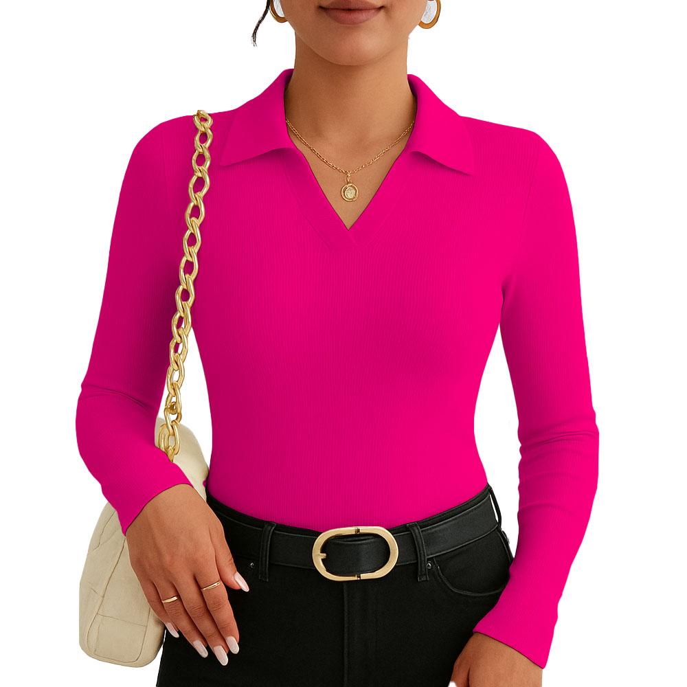POLO MUJER CAMISERO MANGA LARGA 716 FAB-15 COLOR FUCSIA - 1