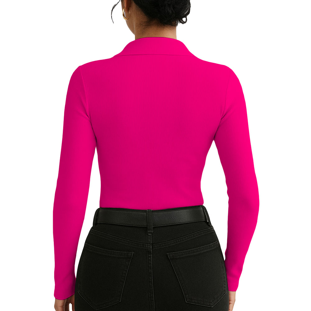POLO MUJER CAMISERO MANGA LARGA 716 FAB-15 COLOR FUCSIA - 2