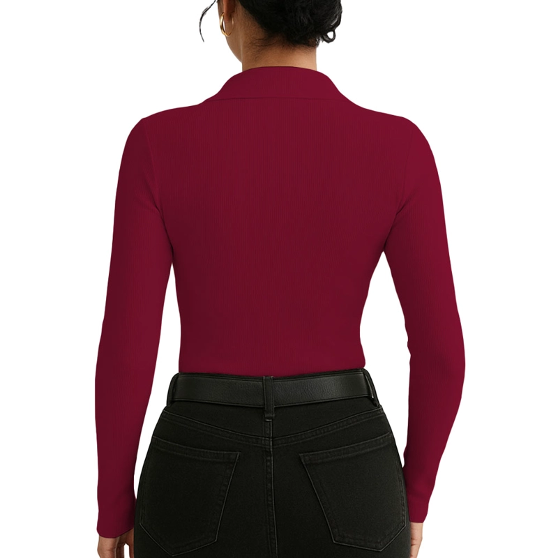 POLO MUJER CAMISERO MANGA LARGA 716 FAB-15 COLOR VINO - 3