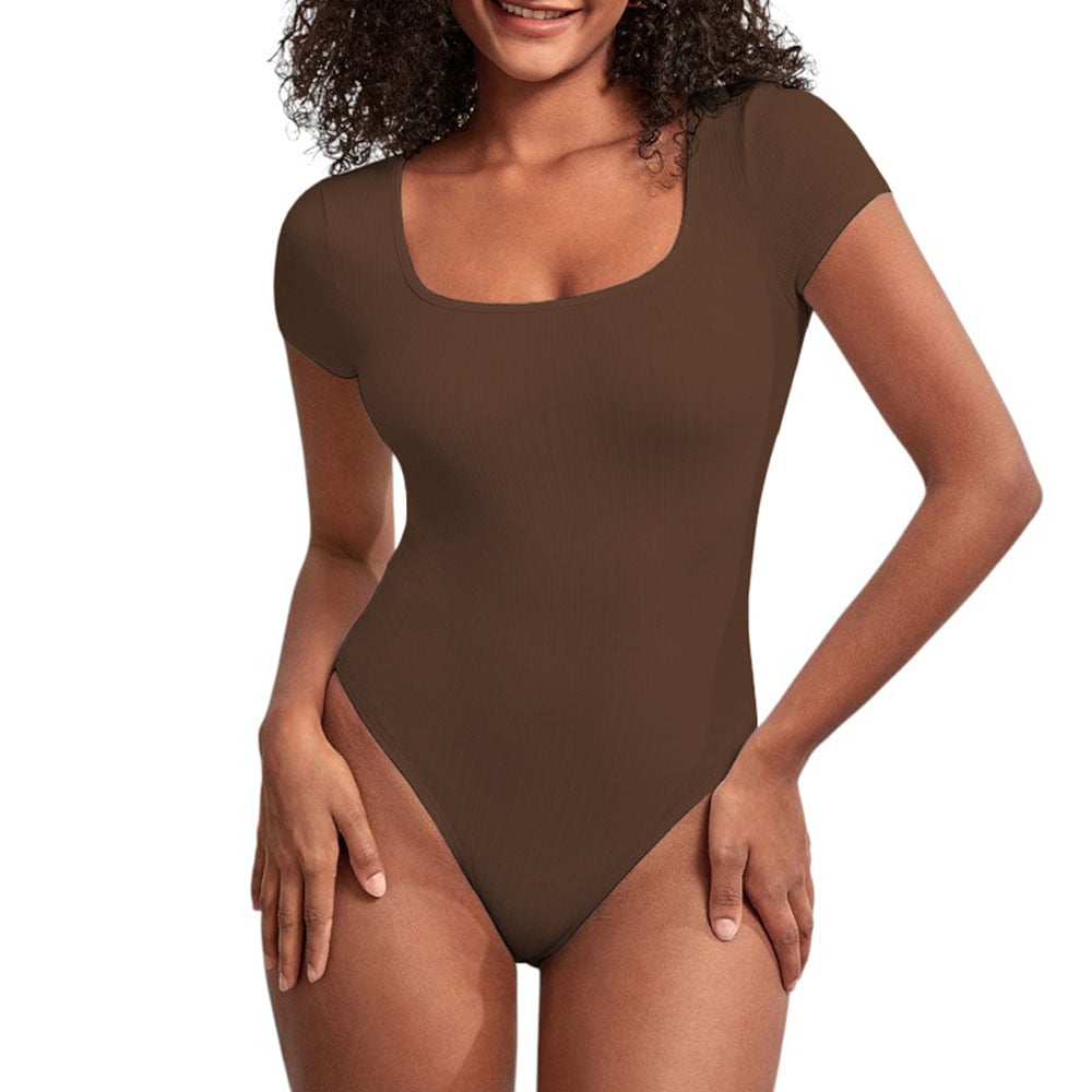 BODY MANGA CORTA ANASOTLUC-17 RIB COLOR MARRON - 1