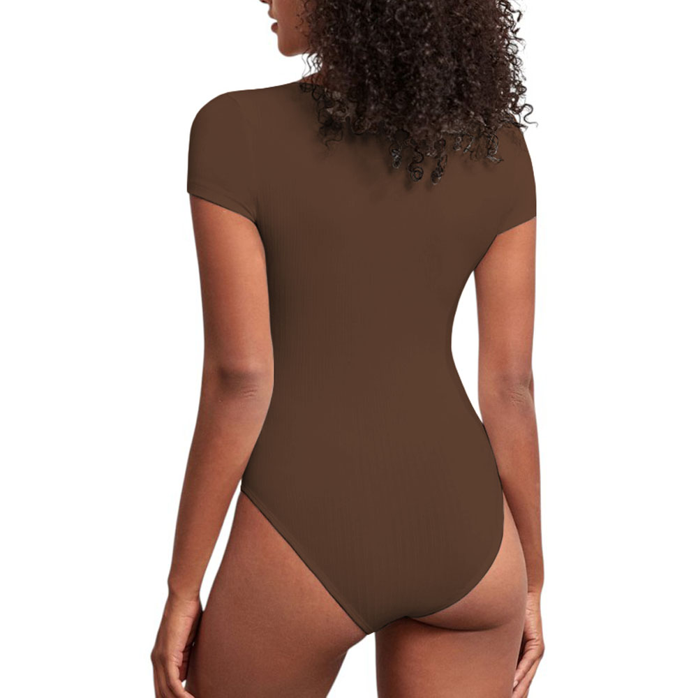BODY MANGA CORTA ANASOTLUC-17 RIB COLOR MARRON - 2