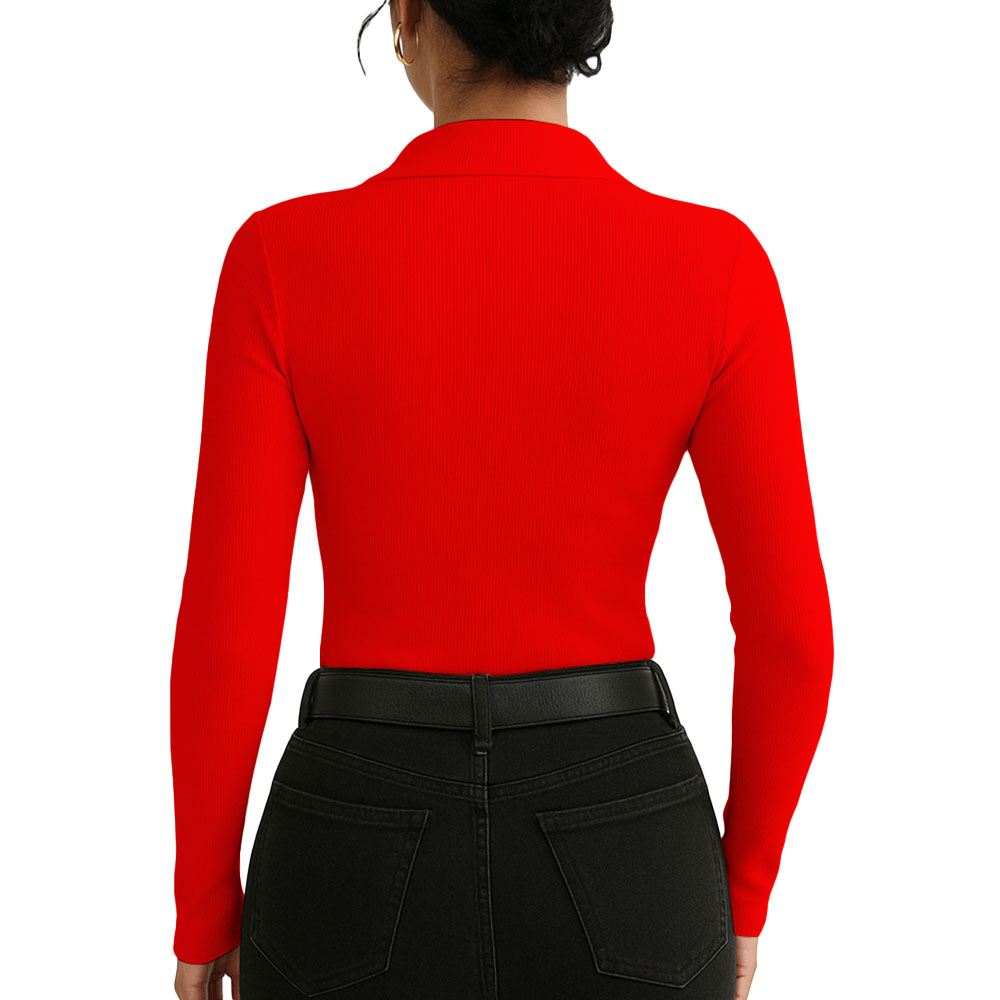 POLO MUJER CAMISERO MANGA LARGA 716 FAB-15 COLOR ROJO - 2
