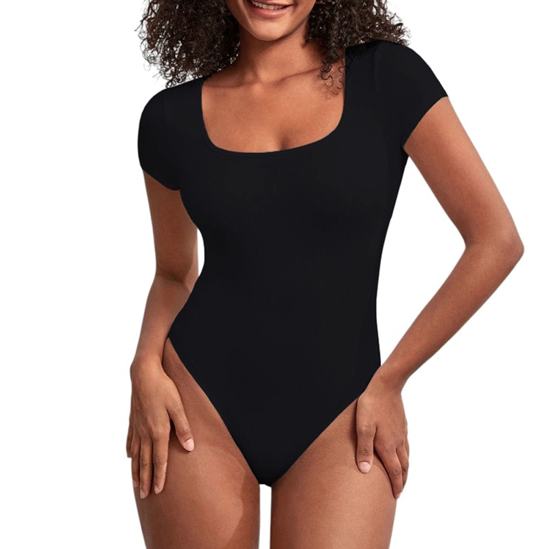 BODY MANGA CORTA ANASOTLUC-17 RIB COLOR NEGRO - 1