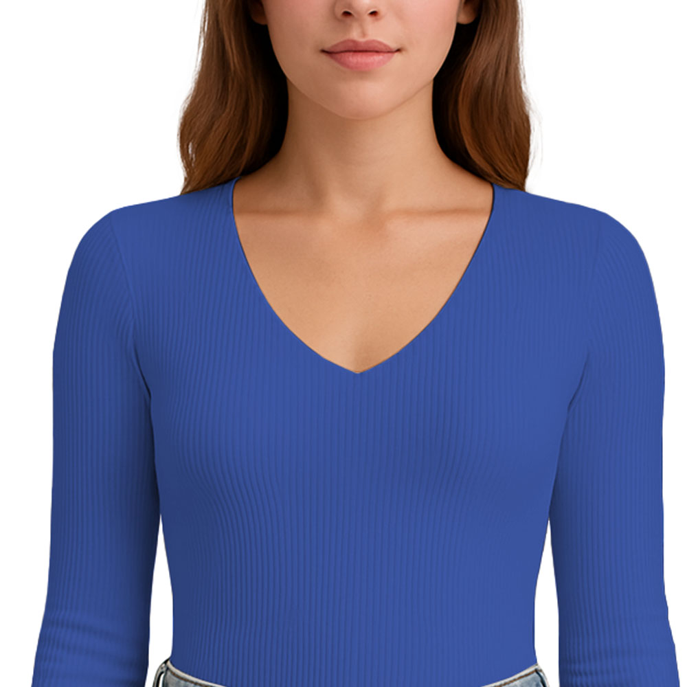 POLO M.LARGA CUELLO V RIB ACANALADO CON FORRO LUL810 FAB-17 COLOR AZUL LUNA - 3