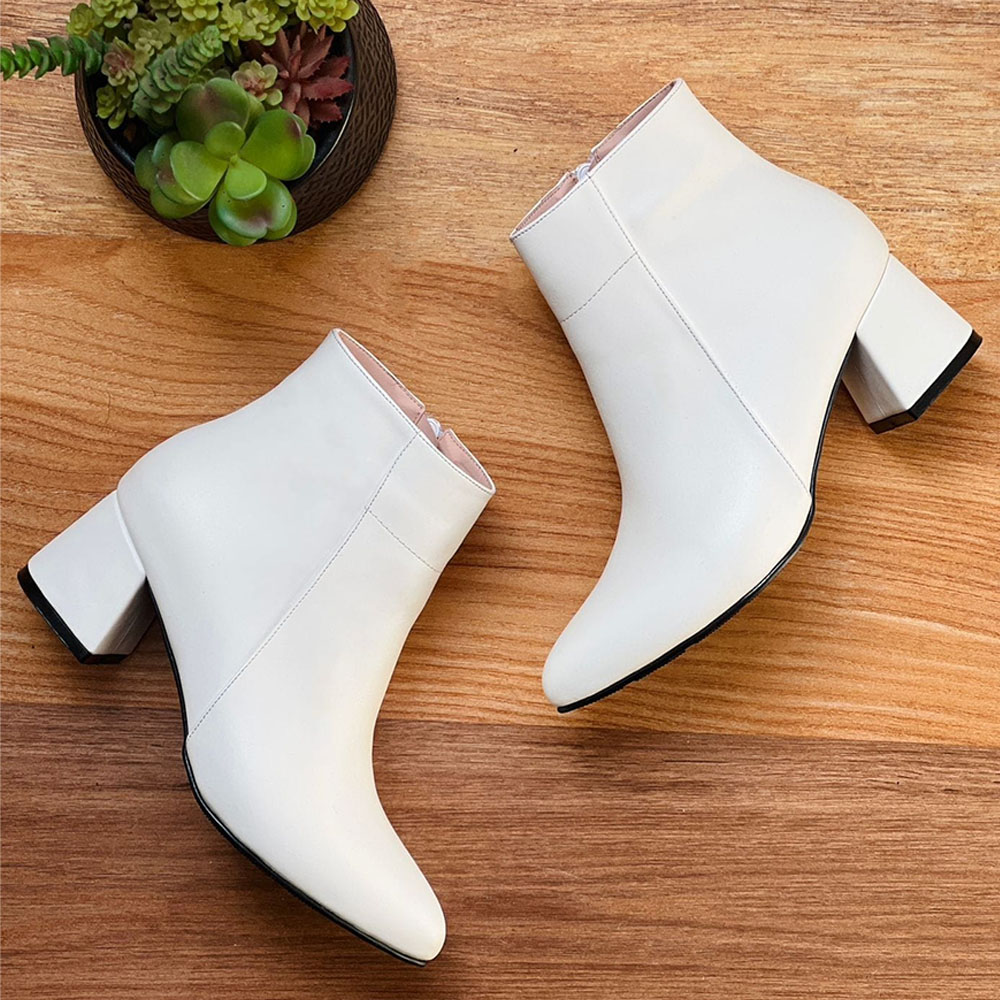 BOTIN MUJER CLASICA TACO 5 2086-60 COLOR BLANCO - 2