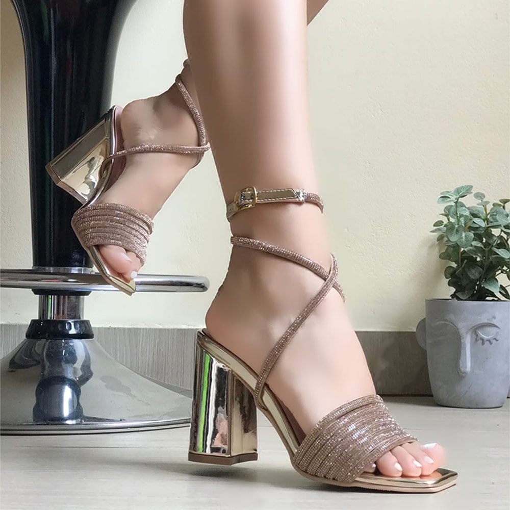 SANDALIA MUJER TACO 9 SNAKE 2086-75 COLOR DORADO - 1
