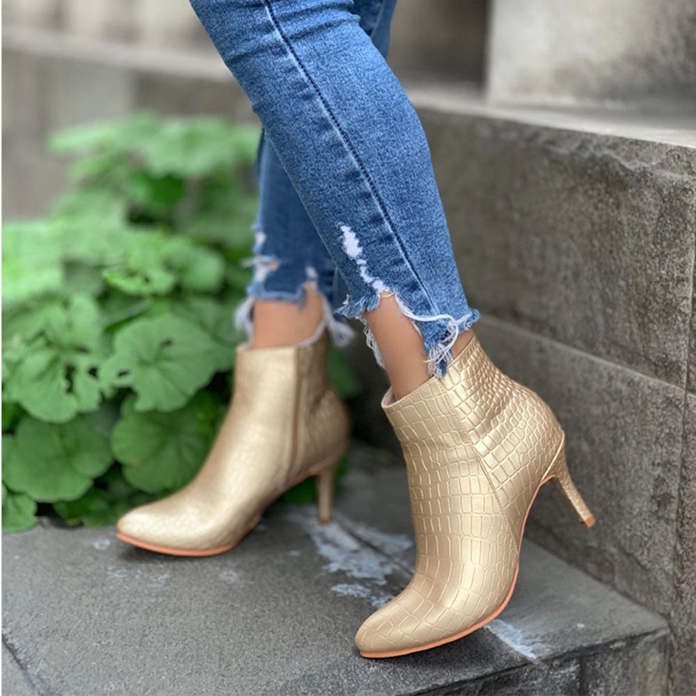 BOTIN MUJER BIOCUERO LABRADO 2086-65 TACO 7 COLOR DORADO - 2