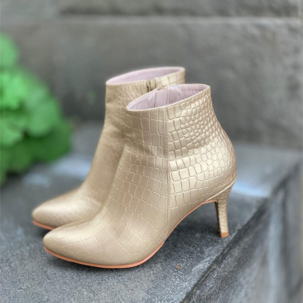 BOTIN MUJER BIOCUERO LABRADO 2086-65 TACO 7 COLOR DORADO - 3