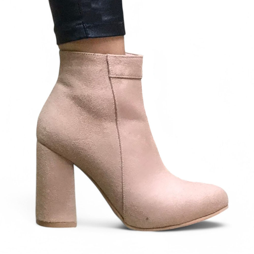 BOTIN MUJER CLASICA GAMUZA TACO 9 2086-60 COLOR BEIGE - 3
