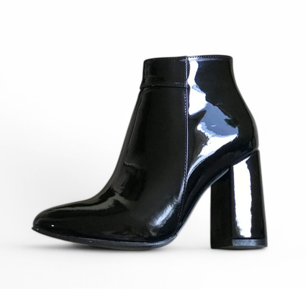 BOTIN MUJER CLASICA CHAROL TACO 9 2086-60 COLOR NEGRO - 3