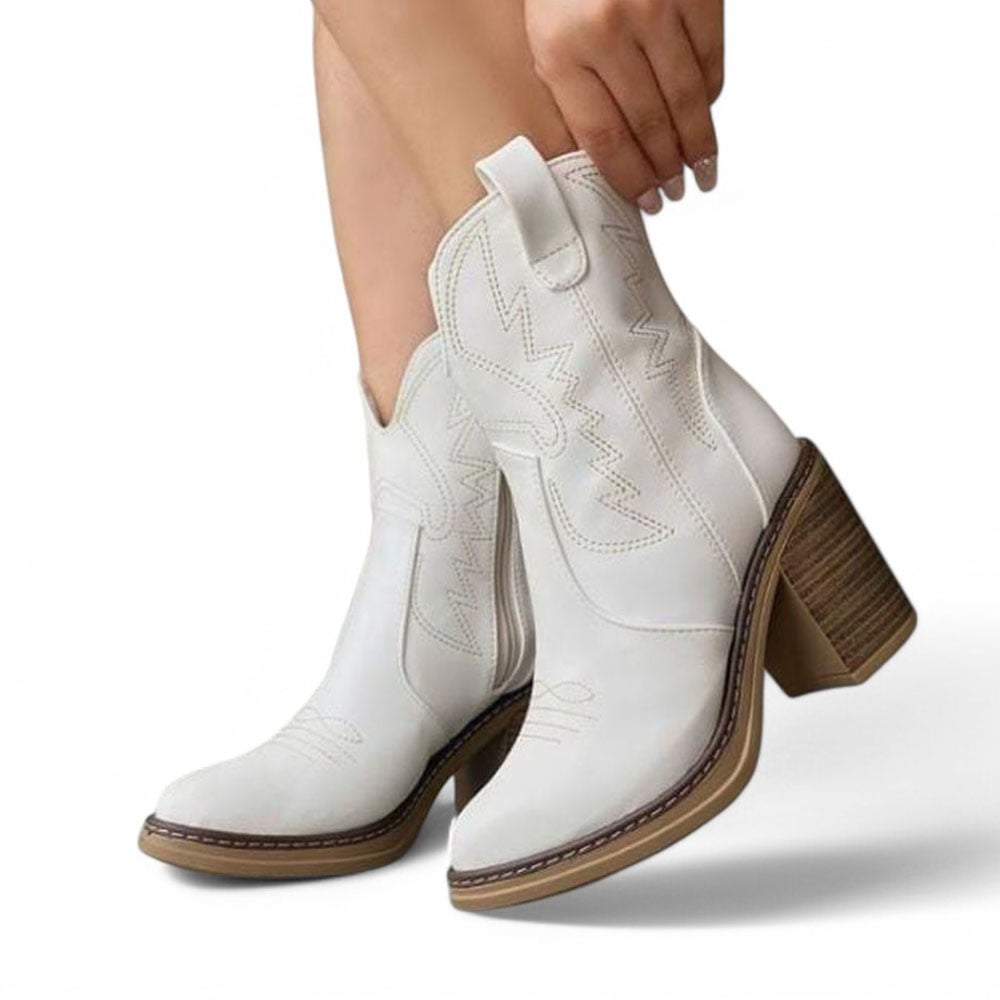 BOTIN MUJER BOTIN TEXANA TACO 7 2086-75 COLOR BLANCO - 2