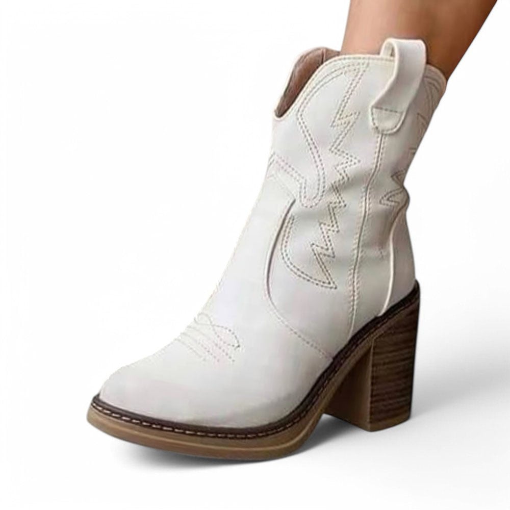 BOTIN MUJER BOTIN TEXANA TACO 7 2086-75 COLOR BLANCO - 3