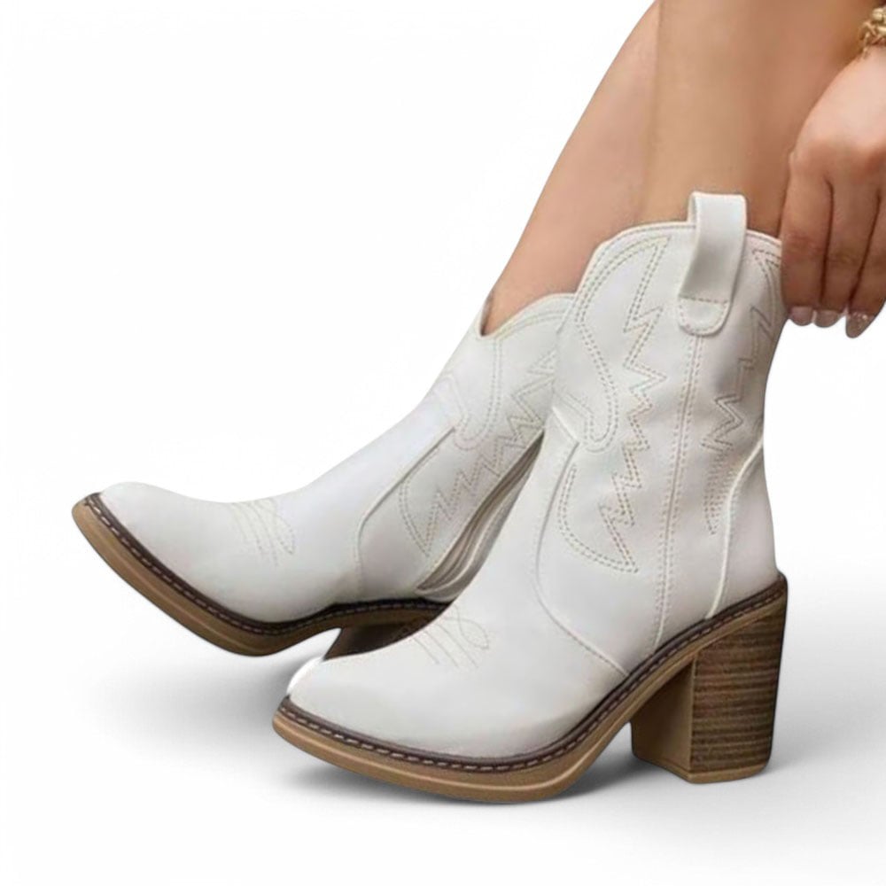 BOTIN MUJER BOTIN TEXANA TACO 7 2086-75 COLOR BLANCO - 4