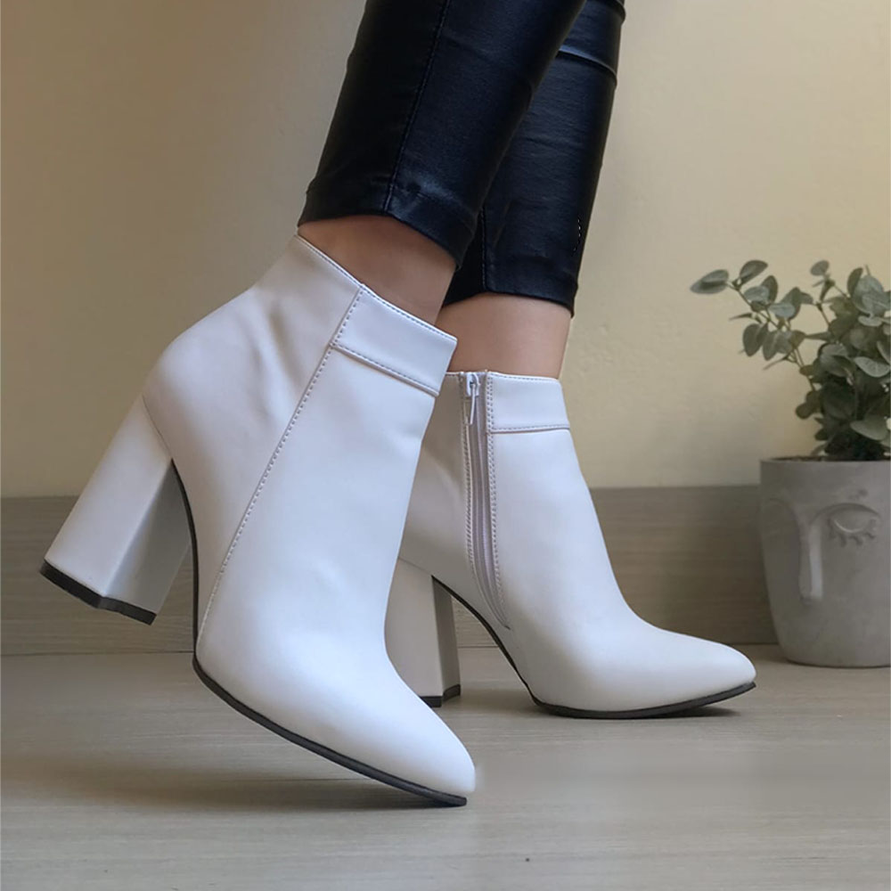 BOTIN MUJER CLASICA TACO 9 2086-60 COLOR BLANCO - 4