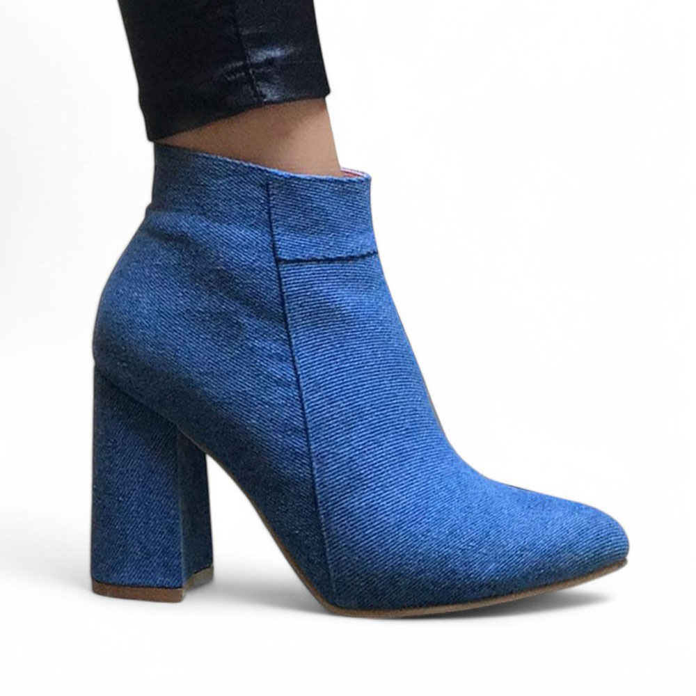 BOTIN MUJER CLASICA TACO 9 2086-60 COLOR CELESTE - 4