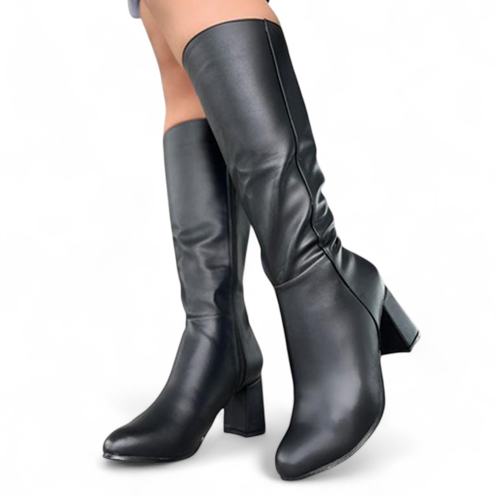 BOTA LARGA MUJER CLASICA 2086-75 TACO 7 COLOR NEGRO - 1