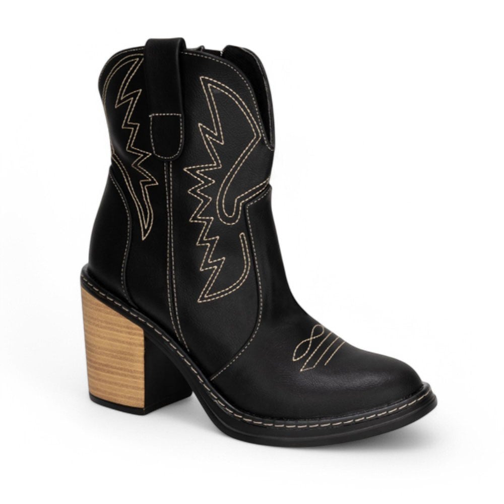 BOTIN MUJER BOTIN TEXANA TACO 7 2086-75 COLOR NEGRO - 1