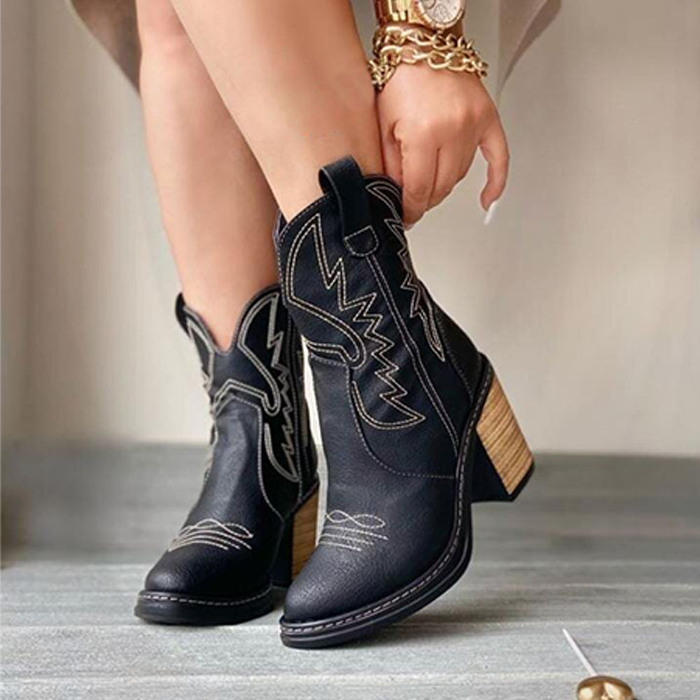 BOTIN MUJER BOTIN TEXANA TACO 7 2086-75 COLOR NEGRO - 4