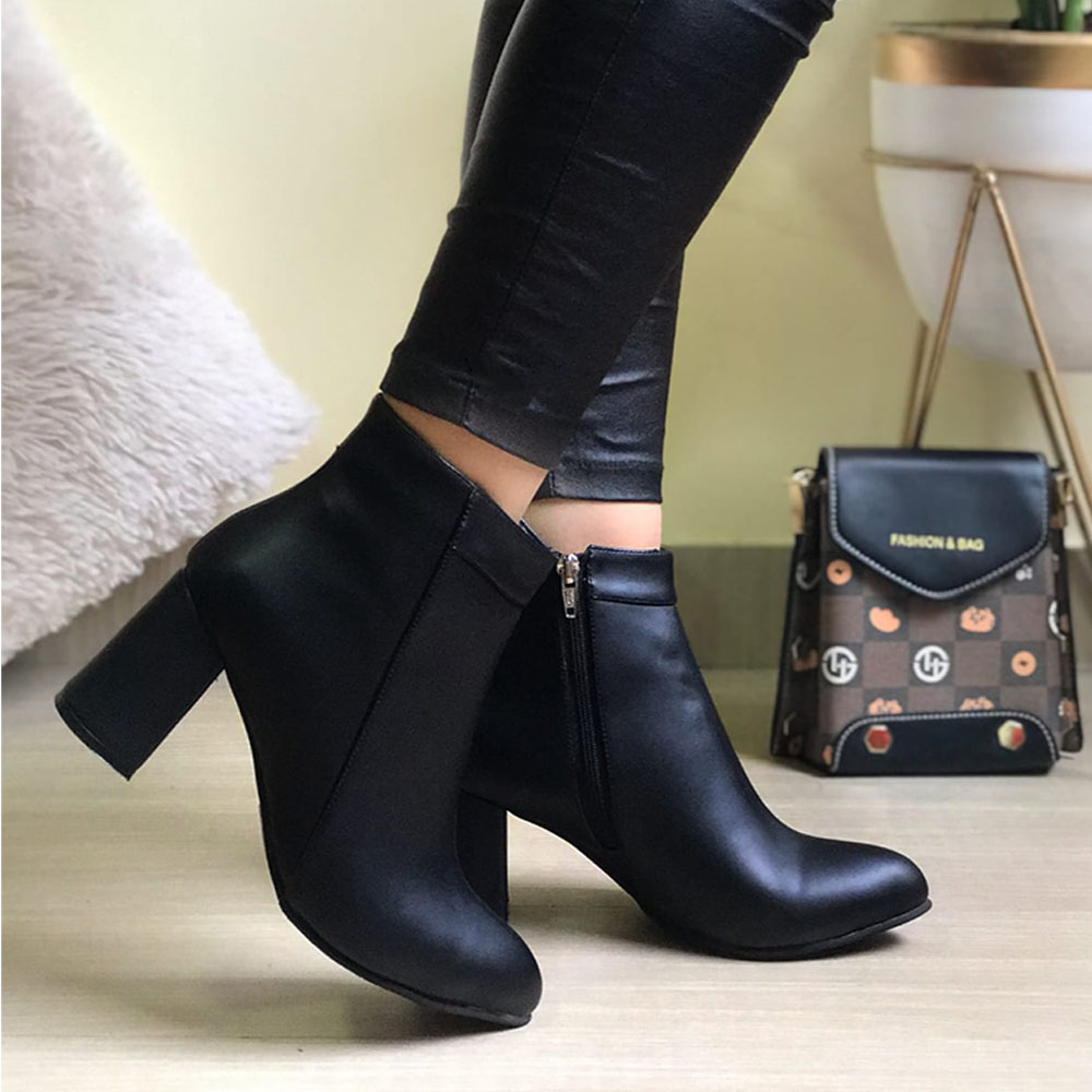 BOTIN MUJER CLASICA TACO 9 2086-60 COLOR NEGRO - 5
