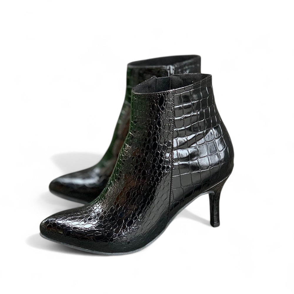 BOTIN MUJER BIOCUERO LABRADO 2086-65 TACO 7 COLOR NEGRO - 1