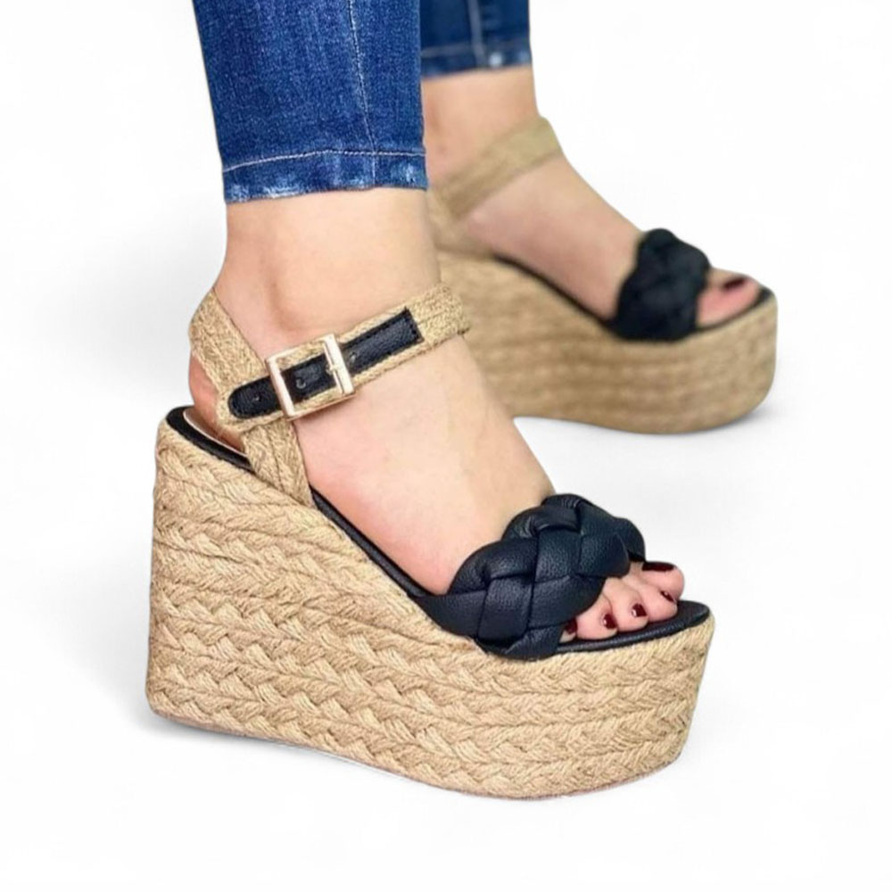 SANDALIA MUJER TRENSA PLATAFORMA 15 YUTE 2086-55 COLOR NEGRO - 2