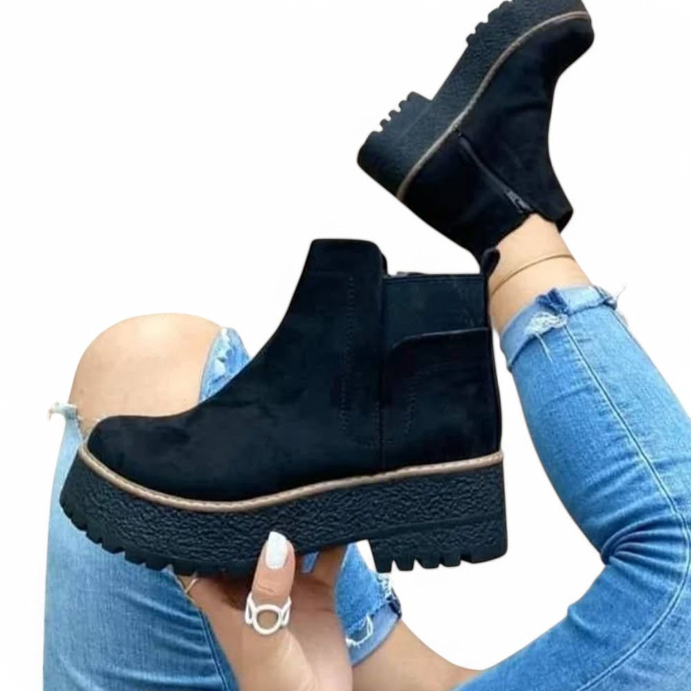 BOTIN MUJER CASUAL GAMUZA ELASTICO 2086-60 COLOR NEGRO - 2