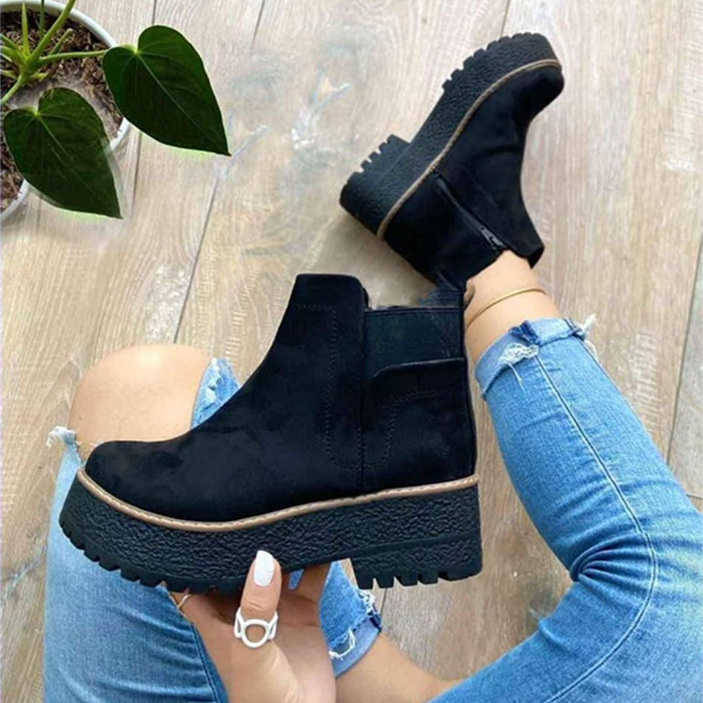 BOTIN MUJER CASUAL GAMUZA ELASTICO 2086-60 COLOR NEGRO - 5