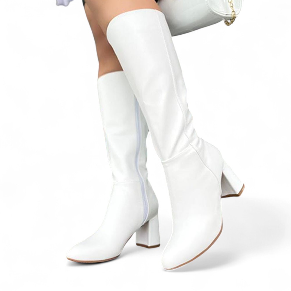 BOTA LARGA MUJER CLASICA 2086-75 TACO 7 COLOR BLANCO - 1