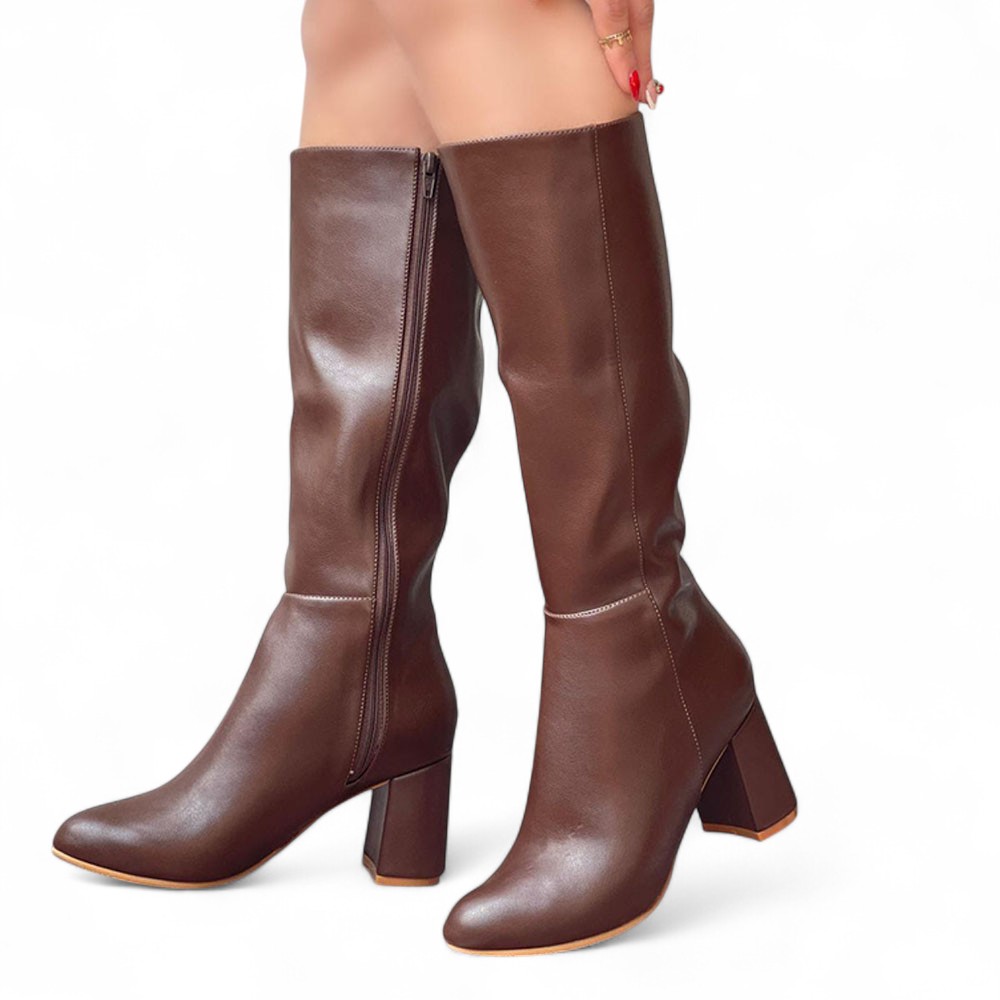 BOTA LARGA MUJER CLASICA 2086-75 TACO 7 COLOR MARRON - 1