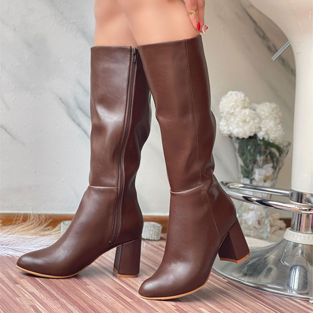 BOTA LARGA MUJER CLASICA 2086-75 TACO 7 COLOR MARRON - 2
