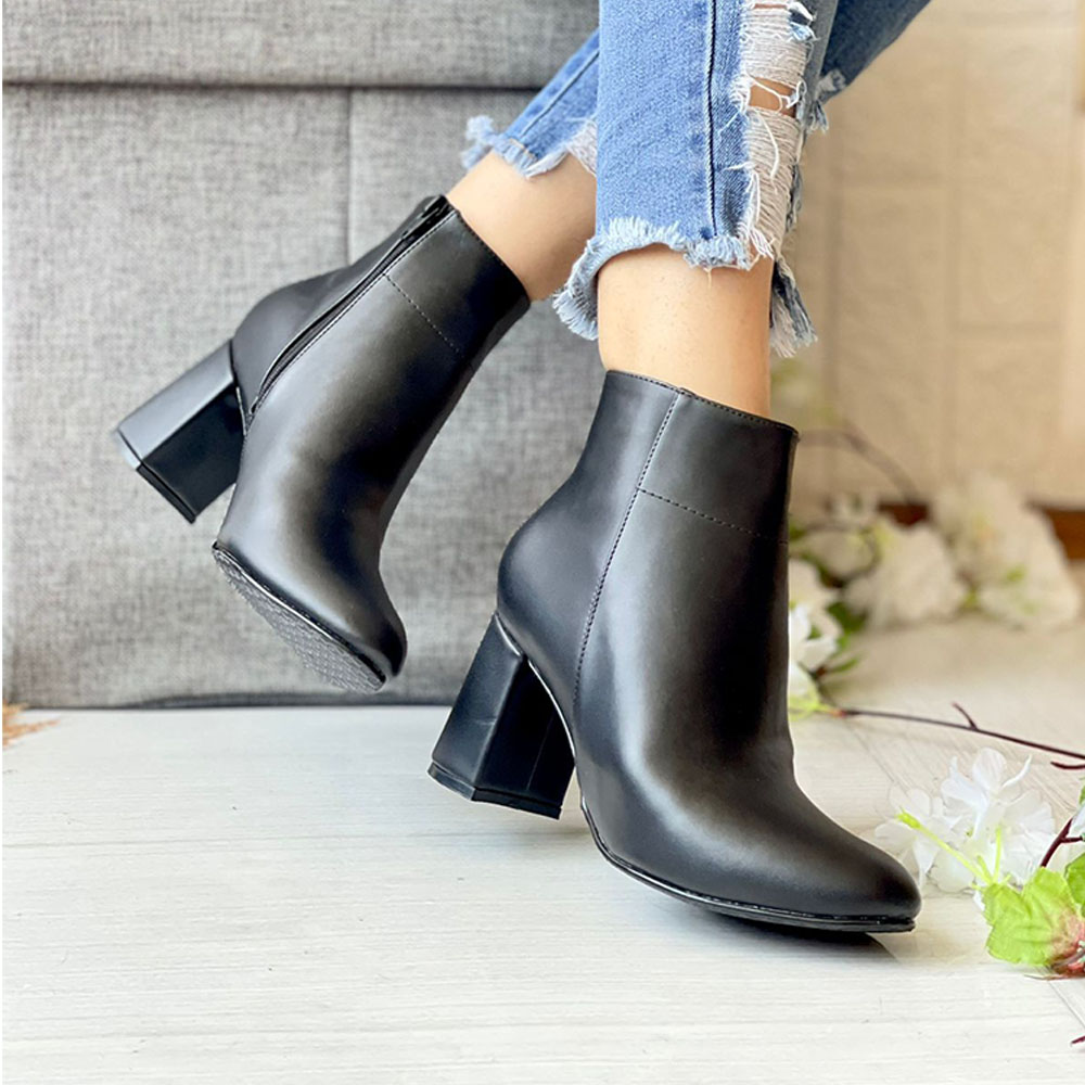 BOTIN MUJER CLASICA TACO 7 2086-60 COLOR NEGRO - 2