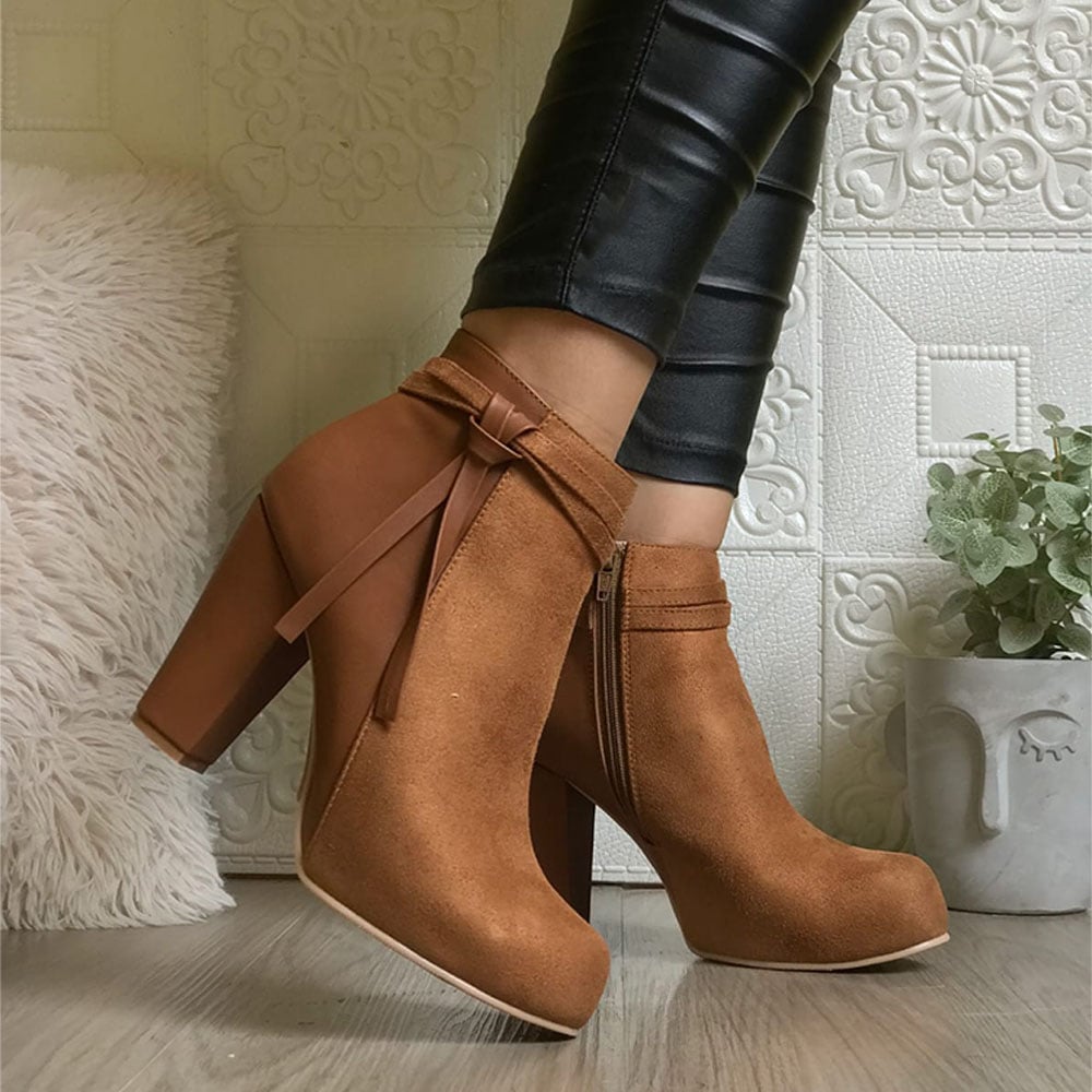 BOTIN MUJER SANAMACA LAZO TACO 9 2086-68 COLOR CAMELLO - 1
